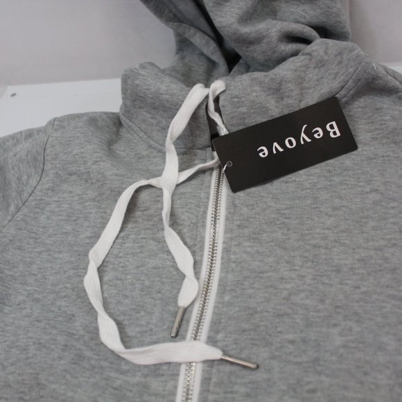 Zip Hoodie Sweatshirt Black / Grey Block Small - Picture 3 of 9